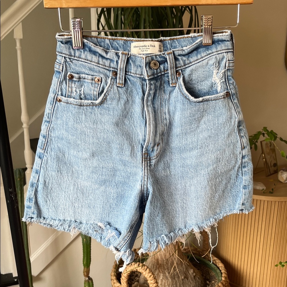 Abercrombie & Fitch The Dad Short High Rise 24 00 Light Wash Denim Cutoff Shorts